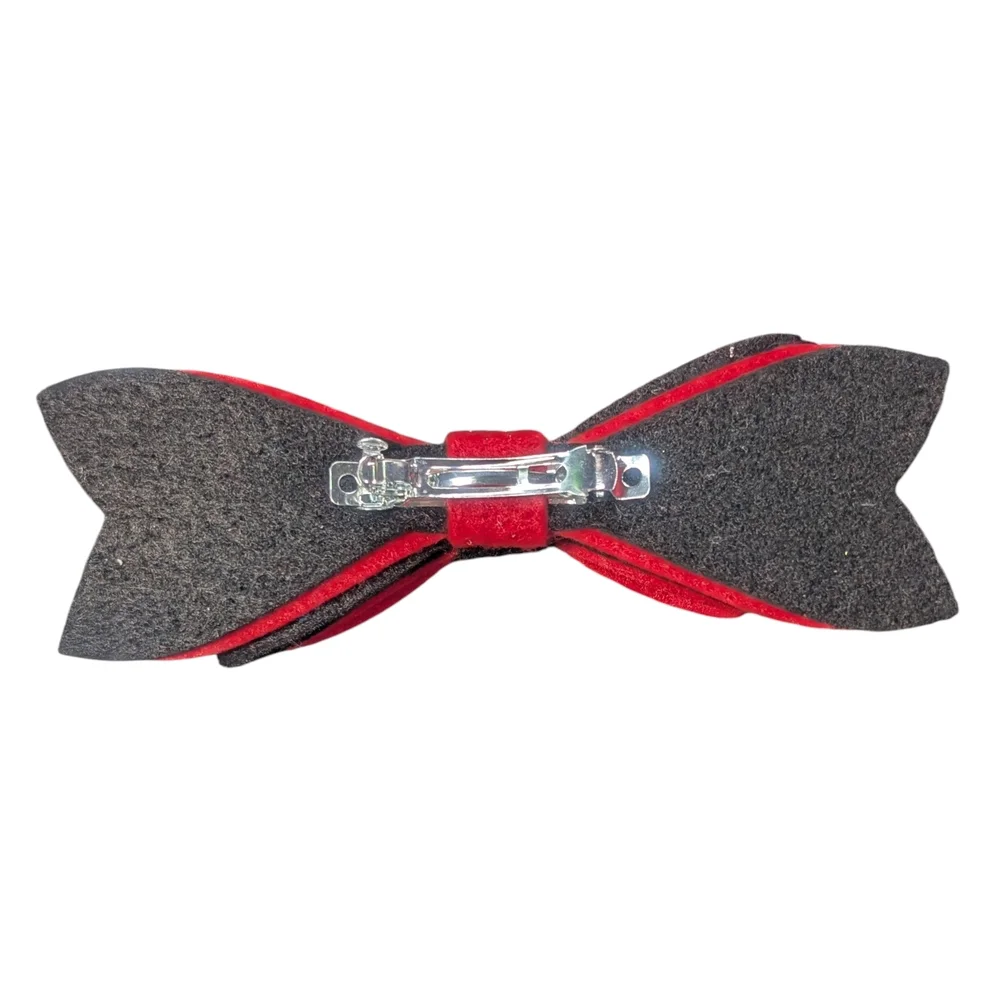 Black & Red Felt Hair Bow Clip